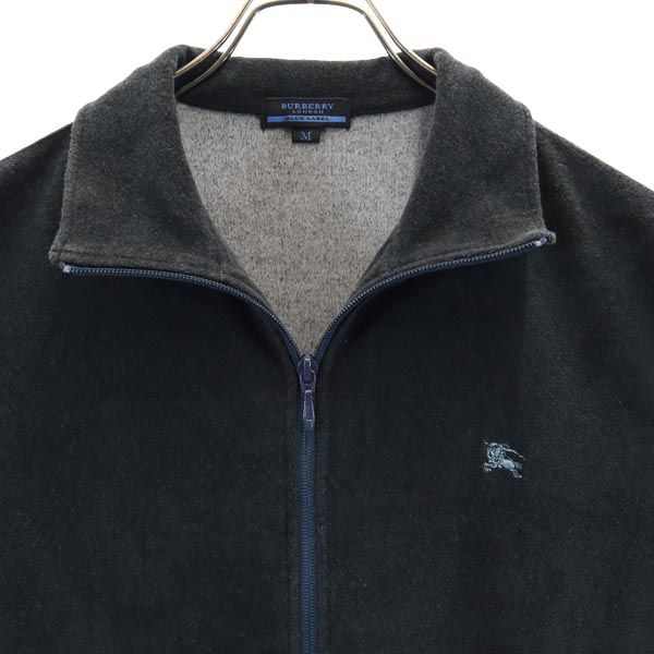 BURBERRY BLUE LABEL バーバリーブルーレーベル 三陽商会 日本製 半袖 パイル地 ジップパーカー M 黒 メンズ