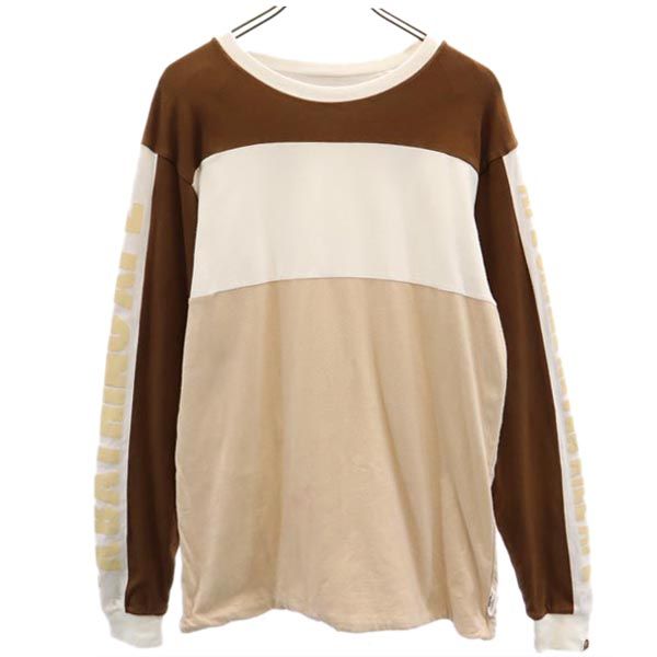 A BATHING APE アベイシングエイプ 日本製 ボーダー 長袖 Tシャツ M ベージュ ロンT メンズ