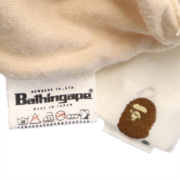 A BATHING APE アベイシングエイプ 日本製 ボーダー 長袖 Tシャツ M ベージュ ロンT メンズ