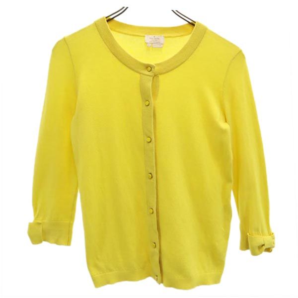 ケイトスペード 7分袖 ニット カーディガン XS イエロー Kate Spade レディース