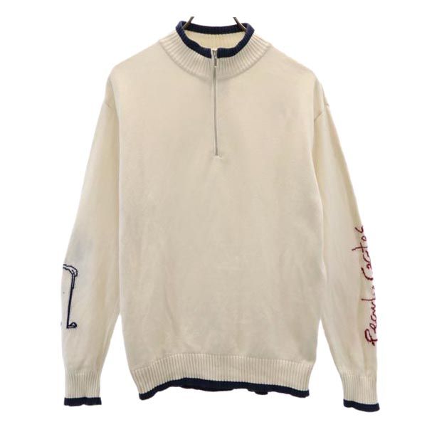 PEARLY GATES パーリーゲイツ 日本製 ゴルフ 長袖 ハーフジップ セーター 4 ホワイト系 ニット メンズ