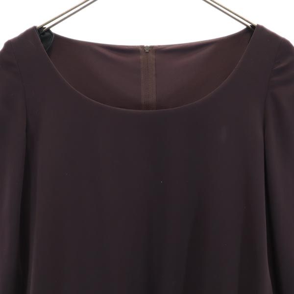 フォクシーニューヨーク 日本製 長袖 チュニック 38 ブラウン系 FOXEY NEW YORK 肩パッド レディース