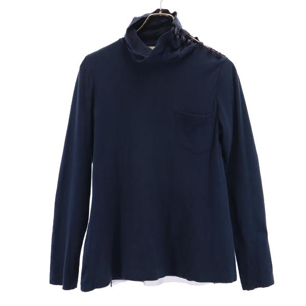 sacai luck サカイラック 長袖 タートルネック カットソー 2 ネイビー 裏チュール レディース