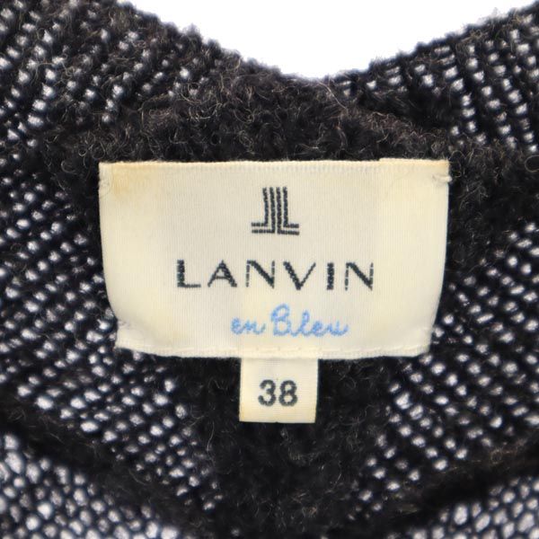 LANVIN en Bleu ランバンオンブルー ウールブレンド デザイン 半袖 デザイン セーター 38 グレー系 ニット レディース