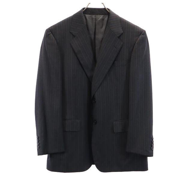 LANVIN ランバン 日本製 ウール ストライプ柄 テーラードジャケット R46-44 グレー系 メンズ