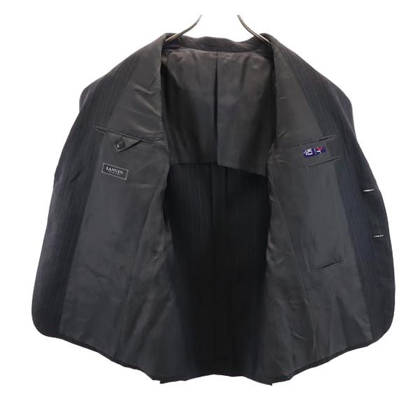 LANVIN ランバン 日本製 ウール ストライプ柄 テーラードジャケット R46-44 グレー系 メンズ