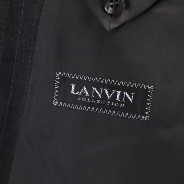 LANVIN ランバン 日本製 ウール ストライプ柄 テーラードジャケット R46-44 グレー系 メンズ