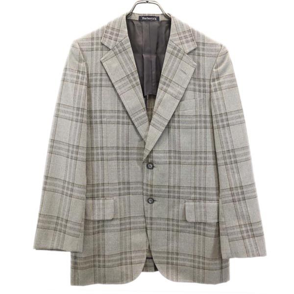 Burberrys バーバリーズ 90s オールド ウール チェック柄 テーラードジャケット 165-90-78 グレー系 メンズ