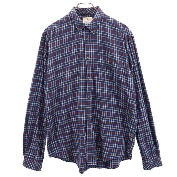 バブアー チェック 長袖 ボタンダウンシャツ USA M ネイビー系 Barbour メンズ