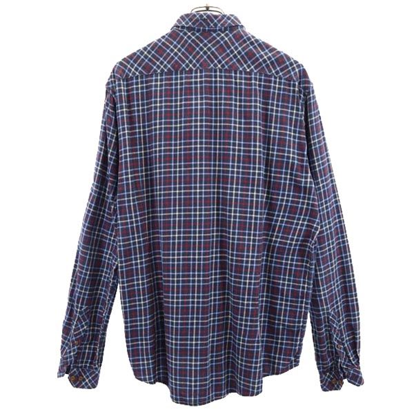 バブアー チェック 長袖 ボタンダウンシャツ USA M ネイビー系 Barbour メンズ