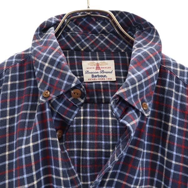 Barbour バブアー チェック 長袖 ボタンダウンシャツ USA M ネイビー系 メンズ