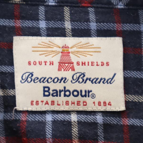 Barbour バブアー チェック 長袖 ボタンダウンシャツ USA M ネイビー系 メンズ