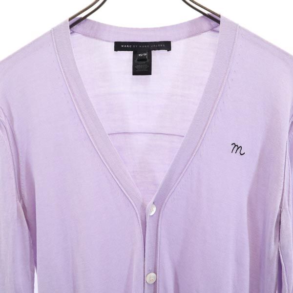 MARC BY MARC JACOBS マークバイマークジェイコブス シルクブレンド 長袖 ニット カーディガン XS パープル系 メンズ