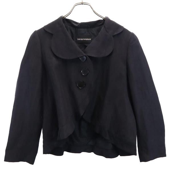Emporio Armani エンポリオアルマーニ リネンブレンド ジャケット 44 ブラック レディース
