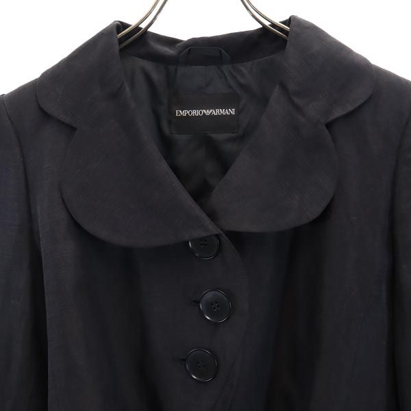 Emporio Armani エンポリオアルマーニ リネンブレンド ジャケット 44 ブラック レディース