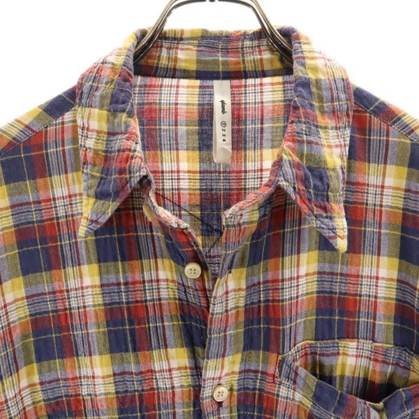 glamb グラム 日本製 長袖 シワ加工 ガーゼ生地 チェックシャツ 1 メンズ