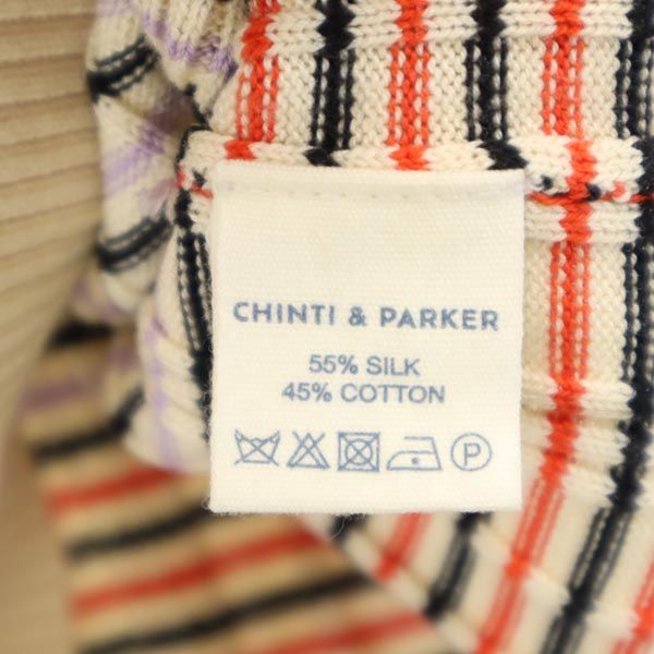 CHINTI & PARKER チンティ アンド パーカー シルクブレンド ボーダー柄 7分袖 セーター L ベージュ 他 ニット レディース