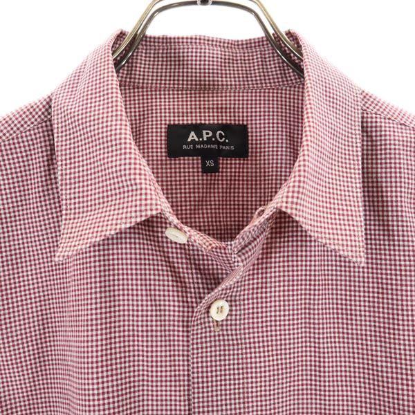 A.P.C. アーペーセー 長袖 チェックシャツ XS レッド系 メンズ