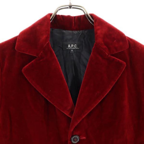A.P.C. アーペーセー フランス製 ベロア ベロア テーラードジャケット S レッド レディース