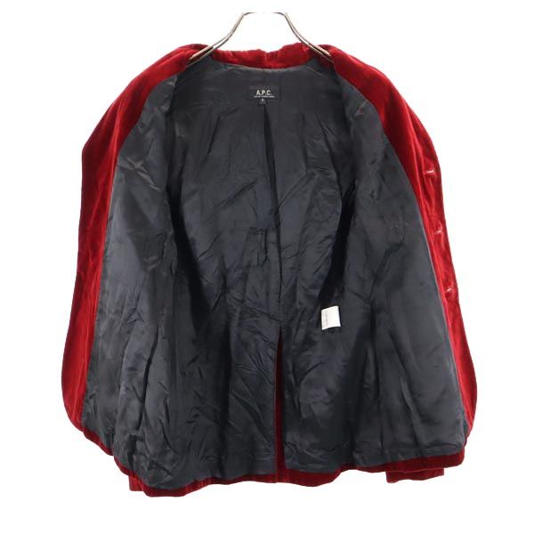 A.P.C. アーペーセー フランス製 ベロア ベロア テーラードジャケット S レッド レディース