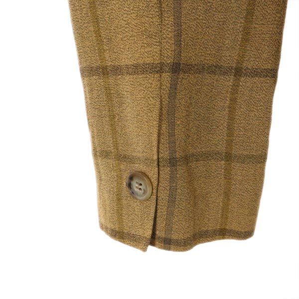 Emporio Armani エンポリオアルマーニ イタリア製 リネンブレンド チェック ノーカラージャケット 42 ブラウン系 レディース