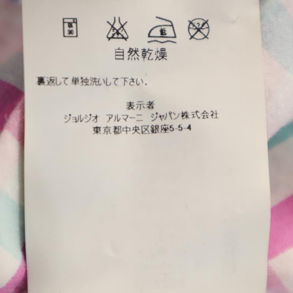 ARMANI JUNIOR アルマーニジュニア チェック 長袖 シャツ ワンピース 2A 94cm ピンク系 キッズ