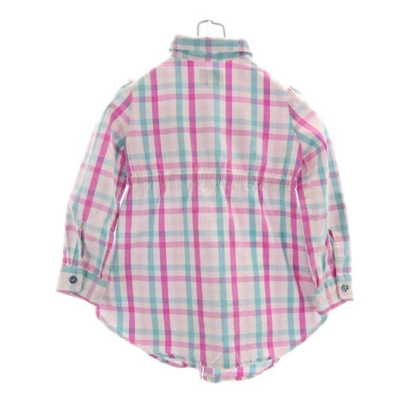 ARMANI JUNIOR アルマーニジュニア チェック 長袖 シャツ ワンピース 2A 94cm ピンク系 キッズ