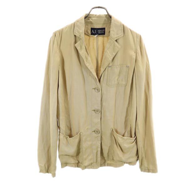ARMANI JEANS アルマーニジーンズ イタリア製 リネンブレンド ジャケット 40 ベージュ レディース