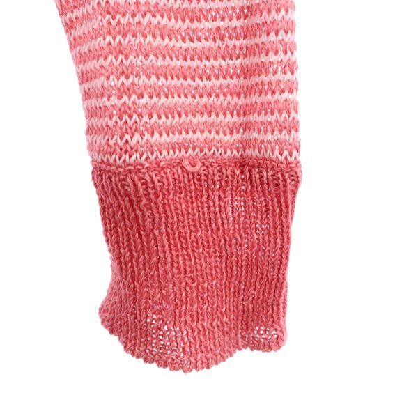 Ron Herman ロンハーマン リネン ボーダー柄 長袖 ショールカラー ニット カーディガン S レッド系 メンズ