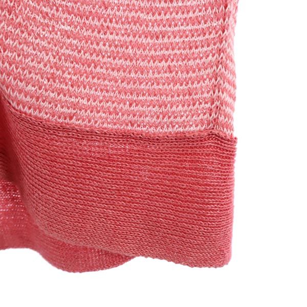 Ron Herman ロンハーマン リネン ボーダー柄 長袖 ショールカラー ニット カーディガン S レッド系 メンズ