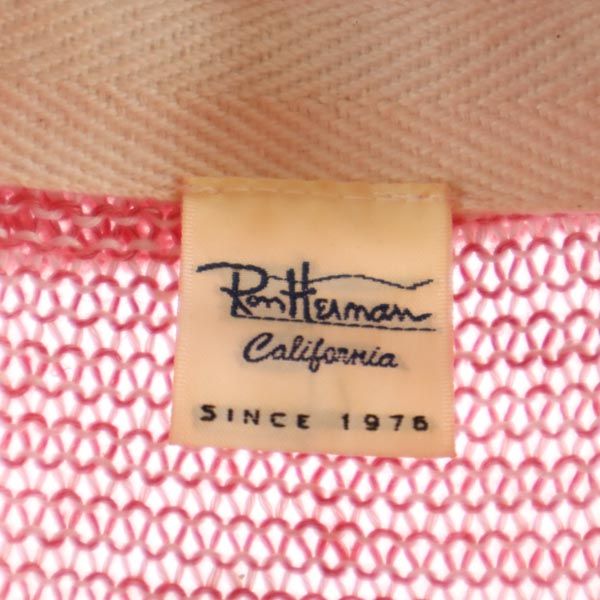 Ron Herman ロンハーマン リネン ボーダー柄 長袖 ショールカラー ニット カーディガン S レッド系 メンズ