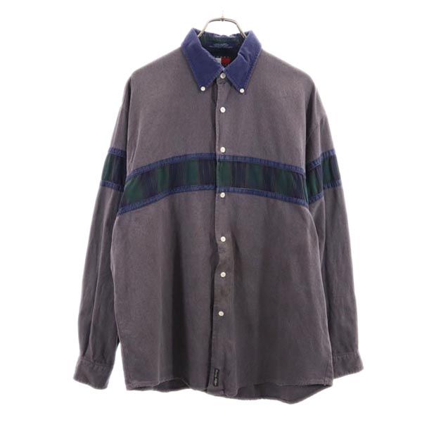 TOMMY HILFIGER トミーヒルフィガー 90s オールド フラッグタグ 長袖 ボタンダウンシャツ L グレー系 メンズ