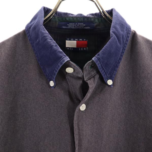TOMMY HILFIGER トミーヒルフィガー 90s オールド フラッグタグ 長袖 ボタンダウンシャツ L グレー系 メンズ