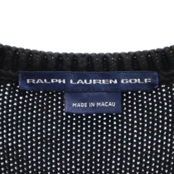 RALPH LAUREN ラルフローレン ゴルフ 長袖 Vネック コットンニット セーター XS ブラック メンズ
