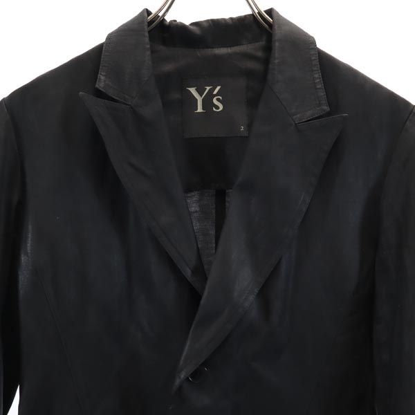 Y's ワイズ 日本製 リネンブレンド テーラードジャケット 2 黒 レディース