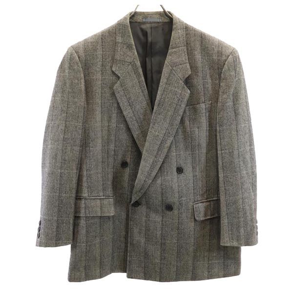 LANVIN ランバン ウール チェック柄 テーラードジャケット グレー メンズ