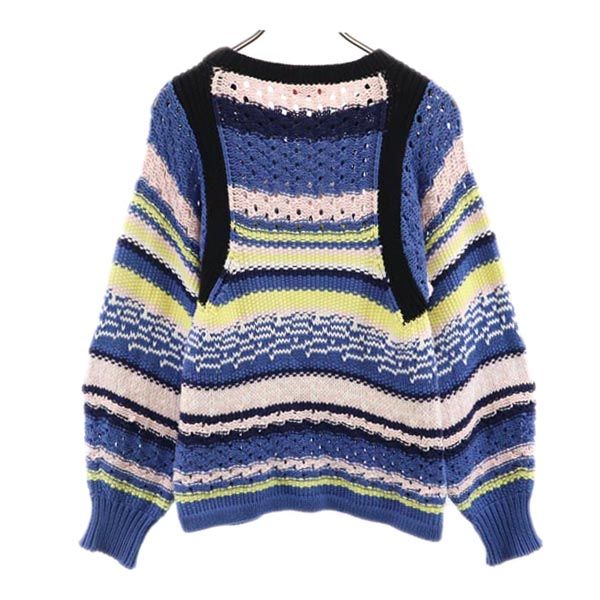 SEE BY CHLOE シーバイクロエ デザイン編み 長袖 デザイン編み セーター USA2 ブルー×イエロー ニット レディース