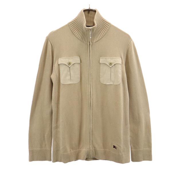BURBERRY BLACK LABEL バーバリーブラックレーベル 三陽商会 フルジップ ニットジャケット 2 ベージュ メンズ