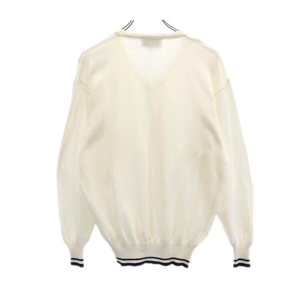 Dunhill ダンヒル イタリア製 長袖 Vネック セーター S ホワイト系 ニット メンズ