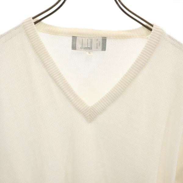 Dunhill ダンヒル イタリア製 長袖 Vネック セーター S ホワイト系 ニット メンズ