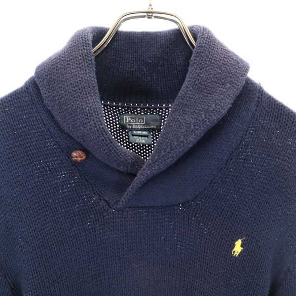 ポロバイラルフローレン 長袖 ショールカラー コットンニット セーター L(14-16) ネイビー Polo by Ralph Lauren ニット キッズ