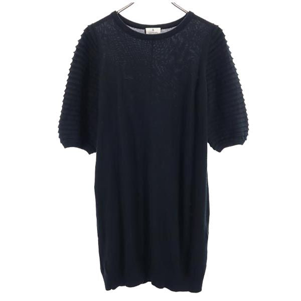 LANVIN en Bleu ランバンオンブルー ウールブレンド 半袖 ニット ワンピース 38 ブラック レディース