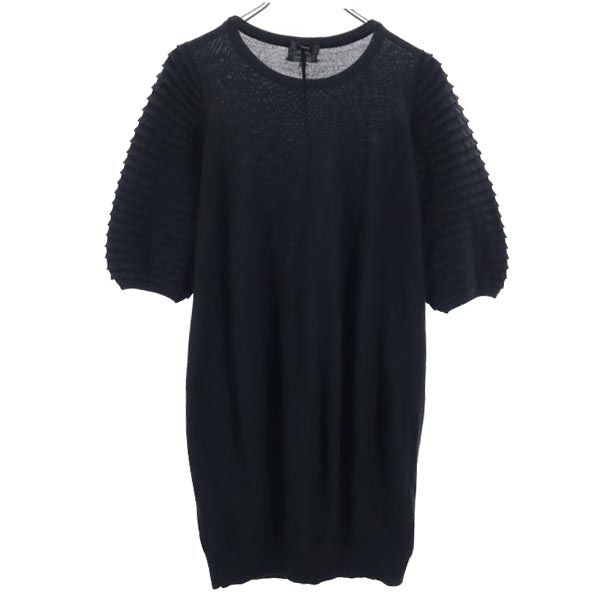 LANVIN en Bleu ランバンオンブルー ウールブレンド 半袖 ニット ワンピース 38 ブラック レディース