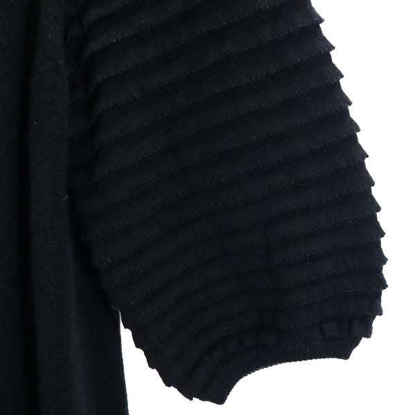 LANVIN en Bleu ランバンオンブルー ウールブレンド 半袖 ニット ワンピース 38 ブラック レディース