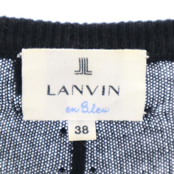 LANVIN en Bleu ランバンオンブルー ウールブレンド 半袖 ニット ワンピース 38 ブラック レディース