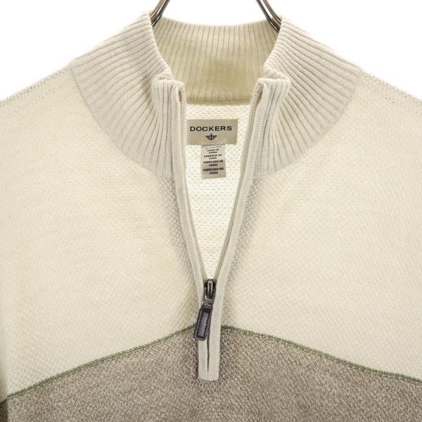 DOCKERS ドッカーズ 長袖 ハーフジップ セーター XL グレージュ系 ニット メンズ