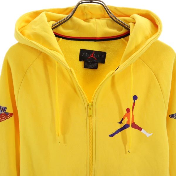 AIR JORDAN エアジョーダン ジャンプマンロゴ 長袖 ジップパーカー S イエロー 裏起毛 メンズ