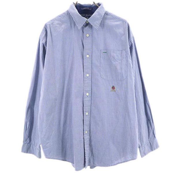 TOMMY HILFIGER トミーヒルフィガー チェック 長袖 シャツ L ブルー系 メンズ