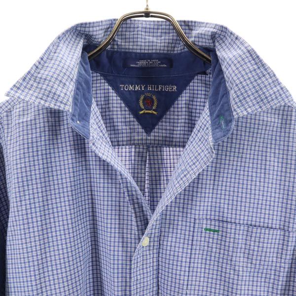 TOMMY HILFIGER トミーヒルフィガー チェック 長袖 シャツ L ブルー系 メンズ