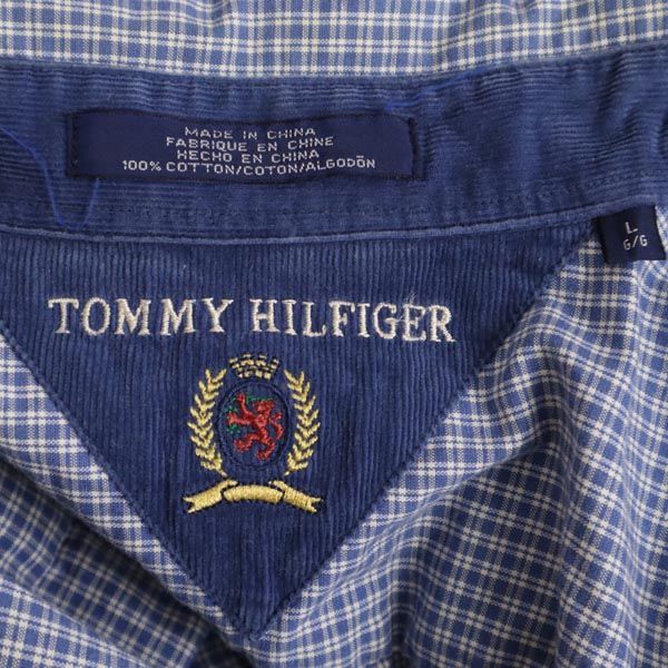 TOMMY HILFIGER トミーヒルフィガー チェック 長袖 シャツ L ブルー系 メンズ